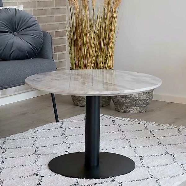 Wohnzimmer Tisch in Schwarz und Hellgrau marmoriert rund günstig online kaufen