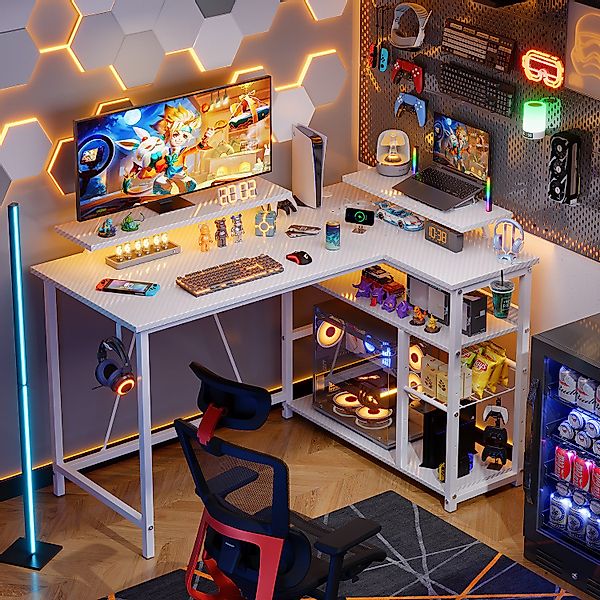 HOMALL Gamingtisch L-förmiger Computertisch mit Steckdosen, günstig online kaufen