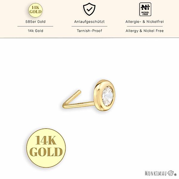 Monkimau Nasenpiercing 14K Gold Nasenstecker 3mm günstig online kaufen