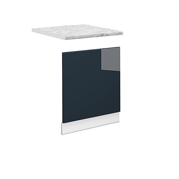 Vicco Frontblende Fame-Line Dunkelblau Hochglanz/Anthrazit 60 cm AP Marmor günstig online kaufen