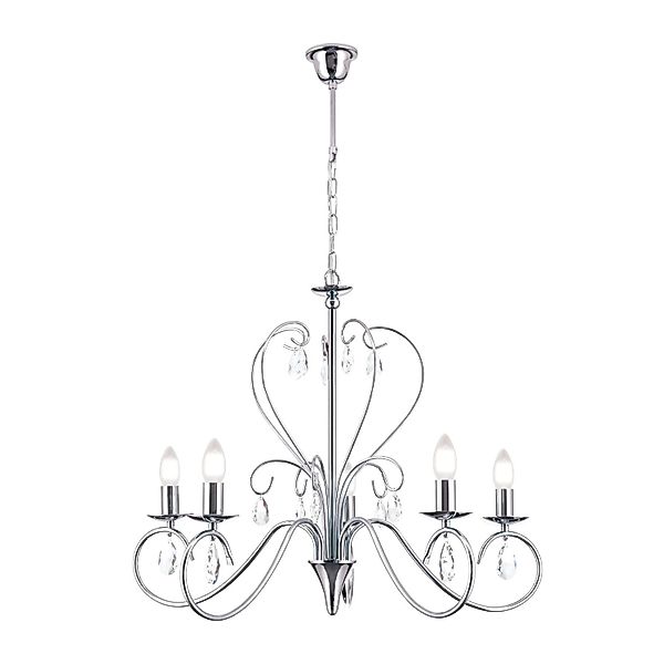 Orion Leuchten Kristall Kronleuchter Alessia 68 cm x 58 cm 5 x E14 Chrom günstig online kaufen
