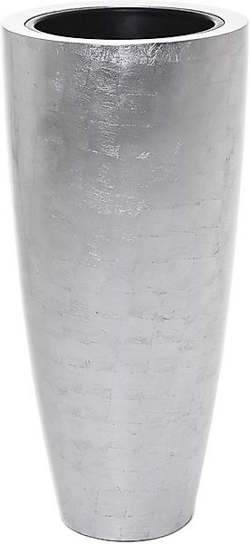 VIVANNO Pflanzkübel Fiberglas CITY Rund - Silber Blattoptik Hochglanz (1 St günstig online kaufen