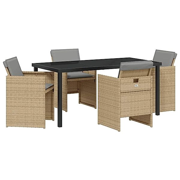 vidaXL Garten Essgruppe 5-Tlg Beige Poly Rattan 3380615 günstig online kaufen