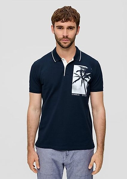 s.Oliver Kurzarmshirt Poloshirt aus Baumwolle mit Frontprint und Kontrast-D günstig online kaufen