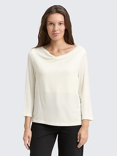 TOM TAILOR 3/4-Arm-Shirt T-Shirt Langarmshirt mit Wasserfallkragen günstig online kaufen