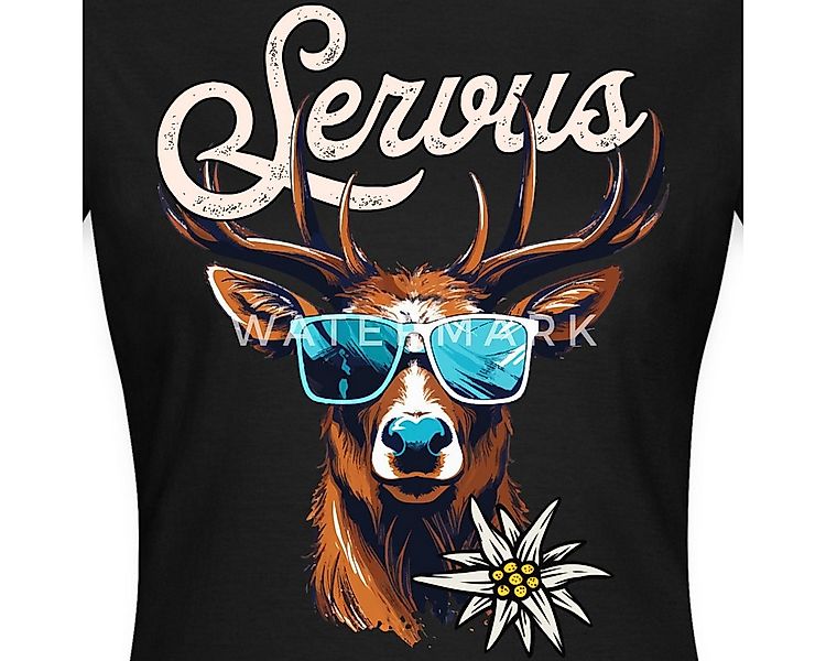 Spreadshirt T-Shirt Servus Hirsch Mit Sonnenbrille Oktoberfest Frauen T-Shi günstig online kaufen