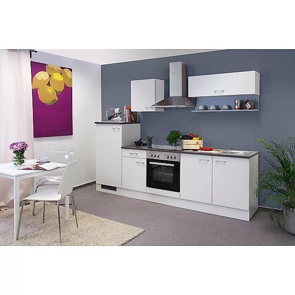 Flex-Well Küchenzeile Lucca 270 cm Weiß mit Turmhaube inkl. Wandregal günstig online kaufen