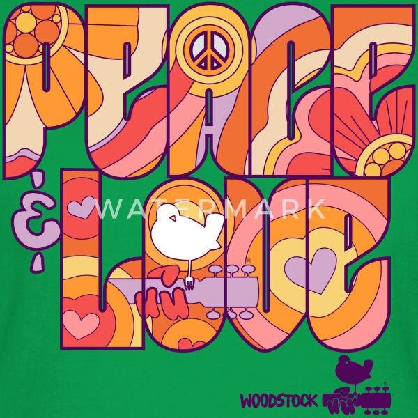 Spreadshirt T-Shirt Woodstock Peace Love Hippie günstig online kaufen