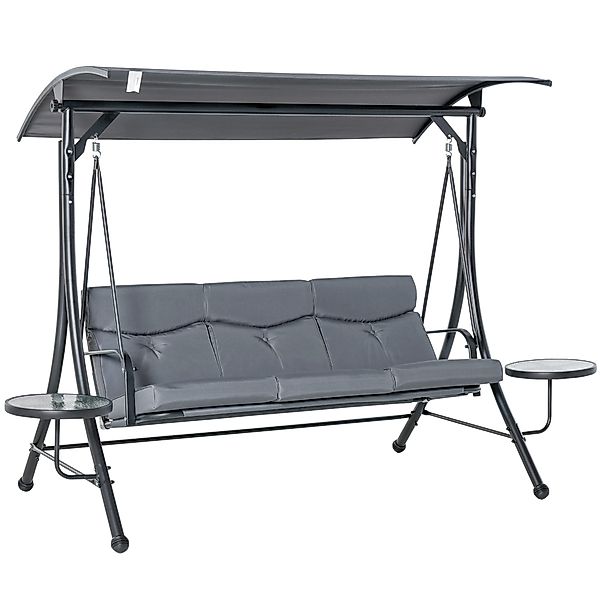 Outsunny Hollywoodschaukel mit verstellbarem Sonnendach, 3-Sitzer, günstig online kaufen