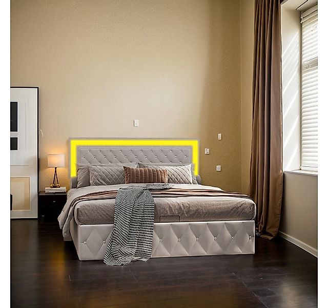 PXloue Polsterbett Stauraumbett mit Lattenrost (Inklusive höhenverstellbare günstig online kaufen