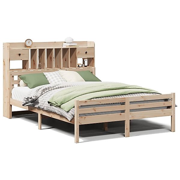 vidaXL Massivholzbett mit Regal ohne Matratze 140x190 cm Kiefer 3322255 günstig online kaufen