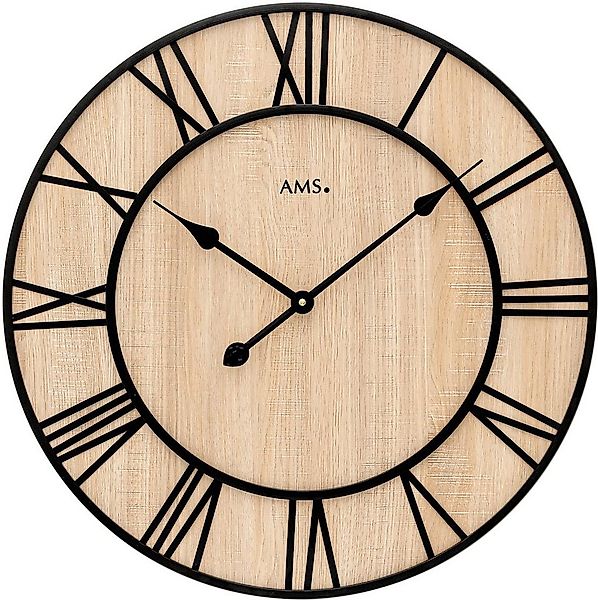 AMS Wanduhr W9649 (Quarzuhr,Holz,Wohnzimmer,Esszimmer,Küche,Arbeitszimmer,B günstig online kaufen