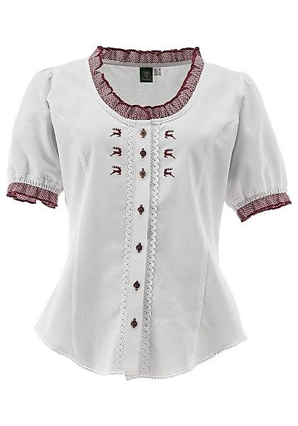 OS Trachten Trachtenbluse Fluspi Kurzarmbluse mit Rundhalsausschnitt in Kon günstig online kaufen