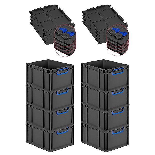 PROREGAL SuperSparSet 8x Eurobox Nextgen Color Mit Scharnierdeckel HxBxT 22 günstig online kaufen