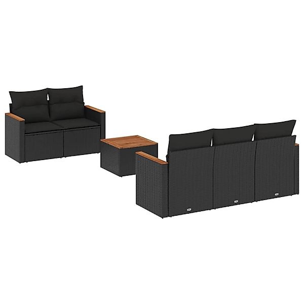 vidaXL 6-Tlg Garten-Sofagarnitur mit Kissen Schwarz Poly Rattan 3225782 günstig online kaufen