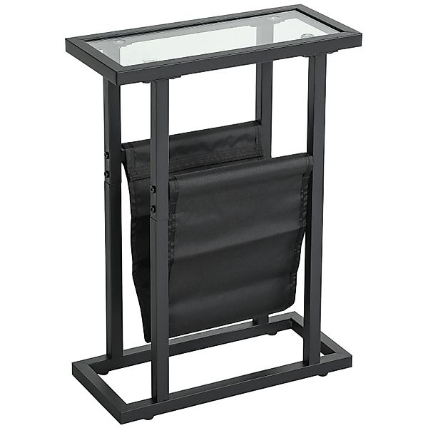 HOMCOM Couchtisch  Metall Hartglas Schwarz 40L x 18B x 55,5H cm günstig online kaufen