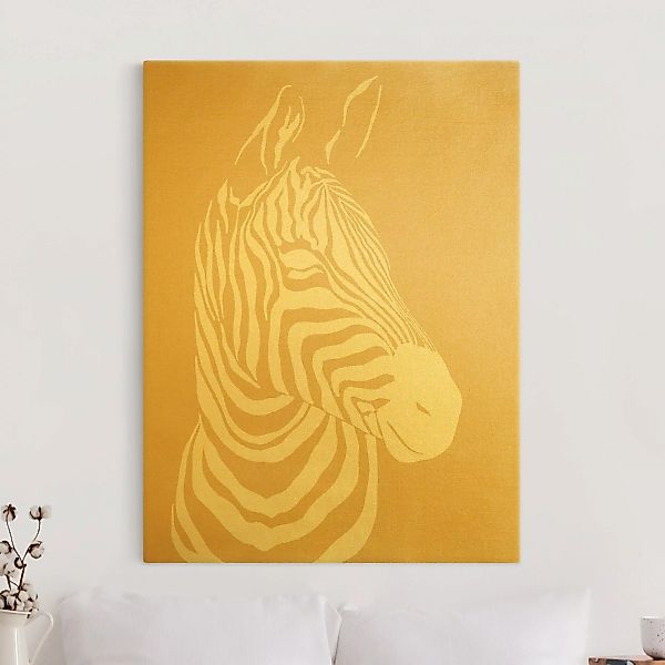 Leinwandbild Gold Safari Tiere - Portrait Zebra Beige günstig online kaufen