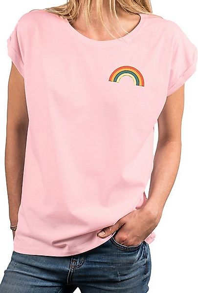 MAKAYA T-Shirt mit Regenbogen Damen Top Rainbow Sommer Tunika Stylisch Eleg günstig online kaufen