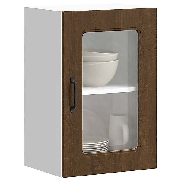 vidaXL Schrankmodule Küchen-Hängeschrank mit Glastür Kalmar Braun Eichen-Op günstig online kaufen