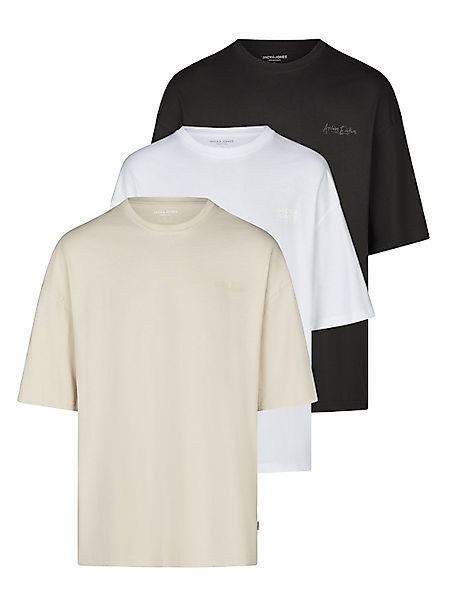 Jack & Jones T-Shirt Herren Basicshirt JJECHARGE 3er Set Pack Oversize Fit günstig online kaufen