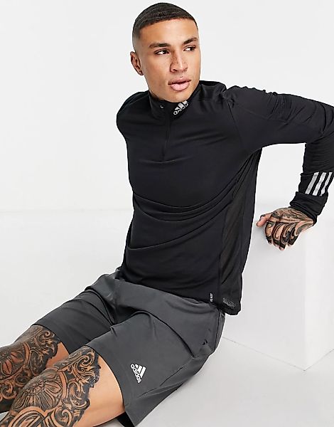 adidas – Running – Wärmendes Oberteil in Schwarz mit Logo und 1/2 Reißversc günstig online kaufen