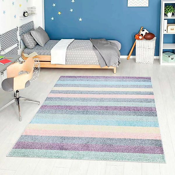 Carpet City Teppich »YOUNG955«, rechteckig, Bunter Kinderteppich mit Streif günstig online kaufen