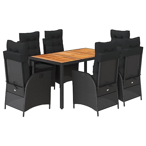 vidaXL 7-Tlg Garten-Essgruppe mit Kissen Schwarz Poly Rattan 3213099 günstig online kaufen