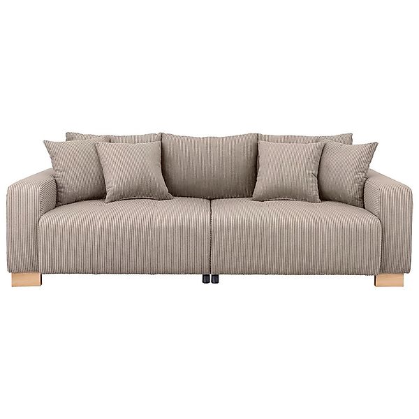 Big Sofa Alpha New dunkelbeige Velourstoff B/H/T: ca. 244x85x112 cm günstig online kaufen