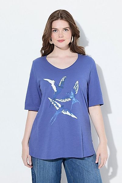 Ulla Popken T-Shirt T-Shirt Schwalben Classic V-Ausschnitt Halbarm günstig online kaufen