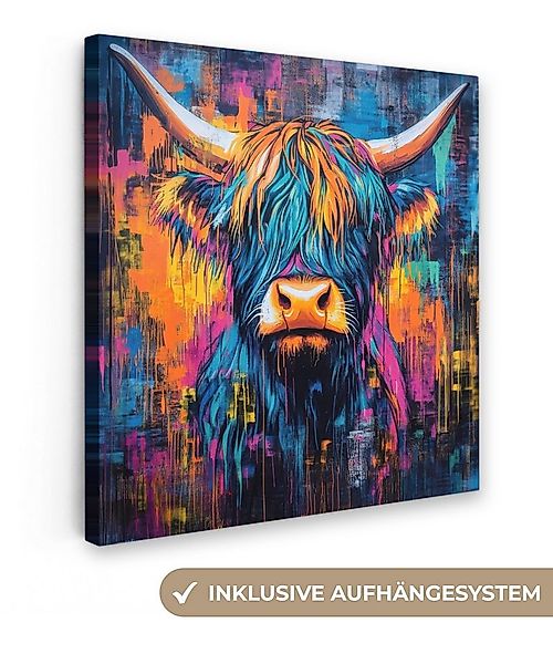 OneMillionCanvasses® Leinwandbild Schottischer Highlander - Abstrakt - Farb günstig online kaufen