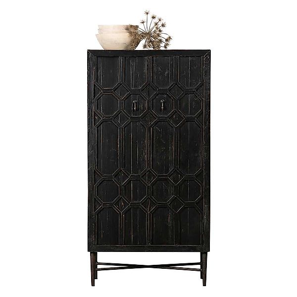Vintage Design Schrank in Dunkelbraun und Schwarz 75 cm breit günstig online kaufen