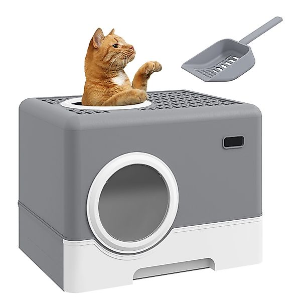 PawHut Katzentoilette mit Deckel 2 Ausgänge günstig online kaufen