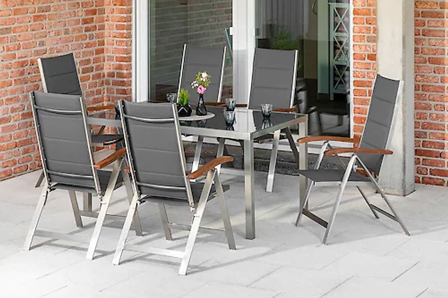 MERXX Garten-Essgruppe »Ferrara« 7 Stk. tlg. 6 Klappsessel mit Tisch günstig online kaufen