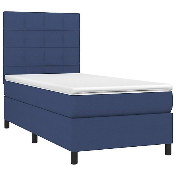 vidaXL Bett Boxspringbett mit Matratze Blau 90x200 cm Stoff günstig online kaufen