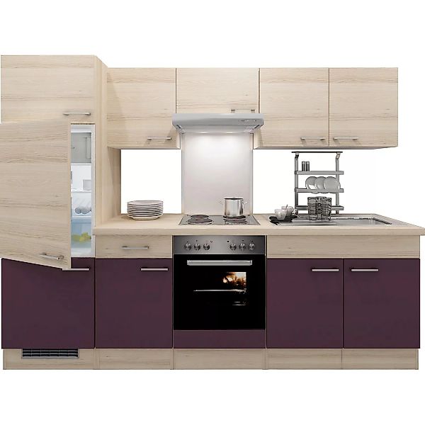 Flex-Well Exclusiv Küchenzeile Focus 270 cm Akazie Nachbildung Aubergine günstig online kaufen