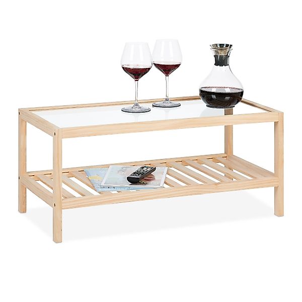 relaxdays Couchtisch mit Glasplatte günstig online kaufen