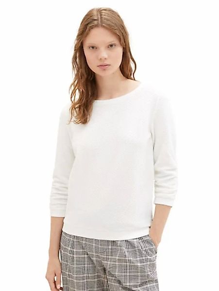 TOM TAILOR Denim Sweatshirt, im besonderen Strukturmuster und gerafften Ärm günstig online kaufen