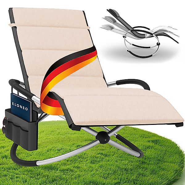 Relax-Schaukelliege inkl. Seitentasche Anthrazit + Auflage Creme günstig online kaufen