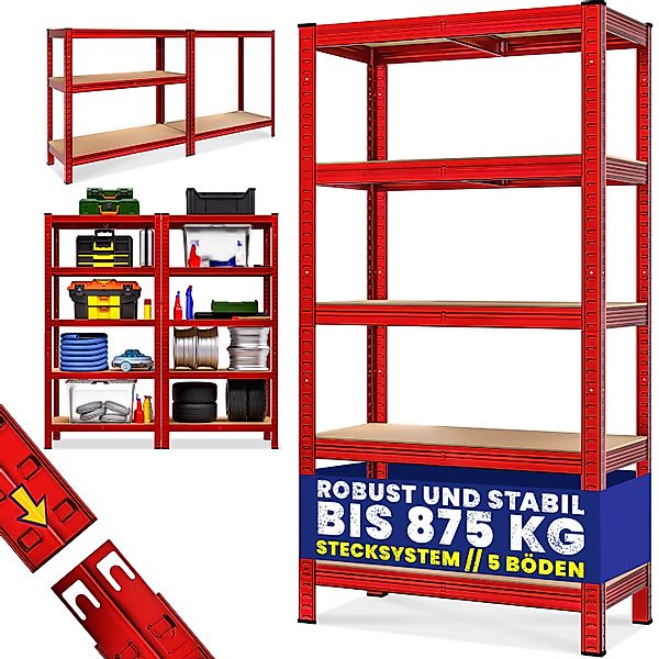 monzana Schwerlastregal, 180x90x40cm 875kg rot 5 günstig online kaufen