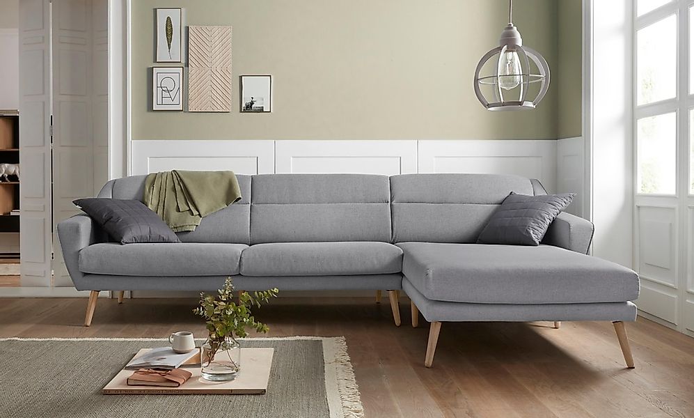 OTTO home Ecksofa "Bille L-Form" mit Naht im Rückenkissen und Beinen aus Ei günstig online kaufen