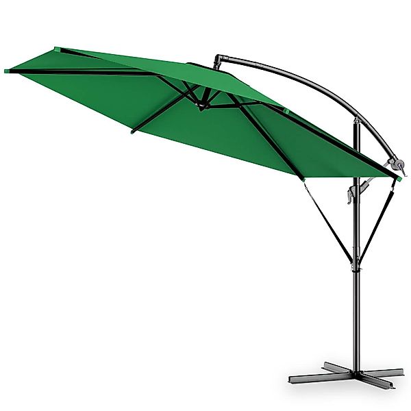 Ampelschirm Ø300cm Alu UV 30+ Kurbel & Fußkreuz Grün günstig online kaufen