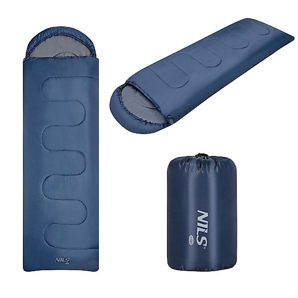 NILS CAMP Schlafsack Deckenschlafsack Blau/Grau Camping günstig online kaufen