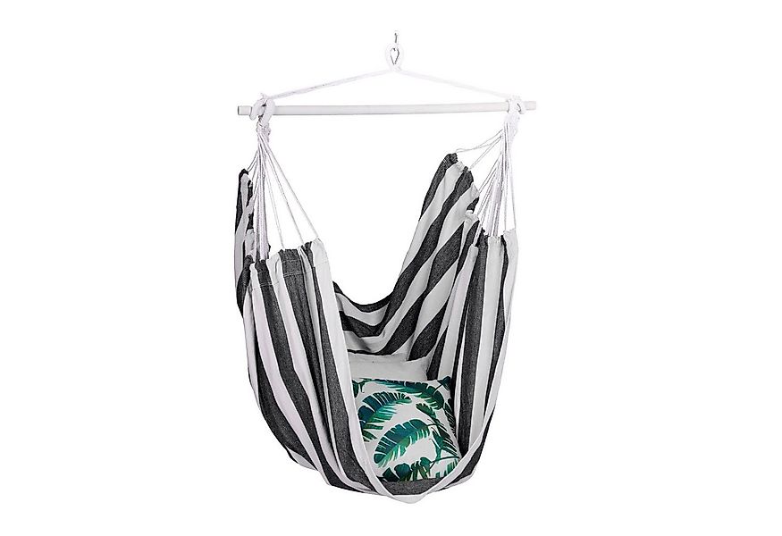 relaxdays Hängesessel mit Streife, Weiß-Schwarz günstig online kaufen