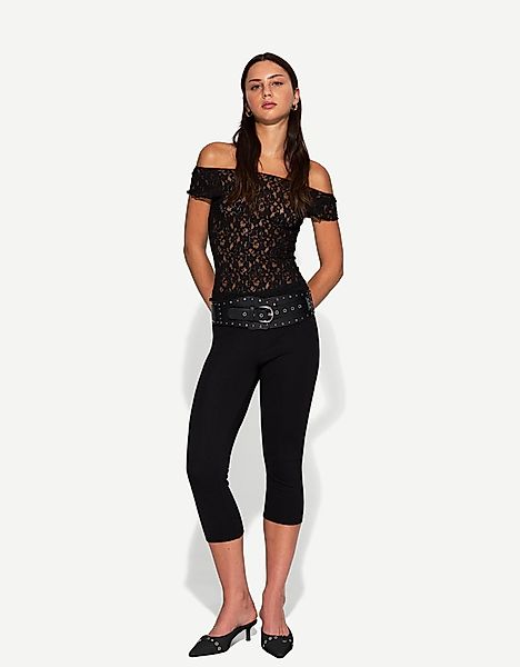 Bershka Strickhose In Caprilänge Damen Xl Schwarz günstig online kaufen