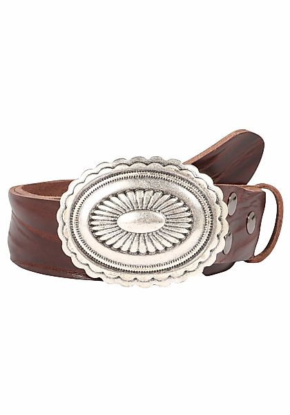 Rettungsring Gürtel Ledergürtel mit austauschbarer Schließe "Mandala Silber günstig online kaufen