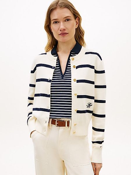 Tommy Hilfiger Strickjacke CO FULL NEEDLE C-NK CARDI mit Logo-Stickerei günstig online kaufen