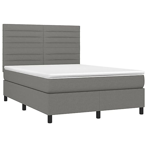 vidaXL Boxspringbett mit Matratze & LED Dunkelgrau 140x190 cm Stoff 3134950 günstig online kaufen
