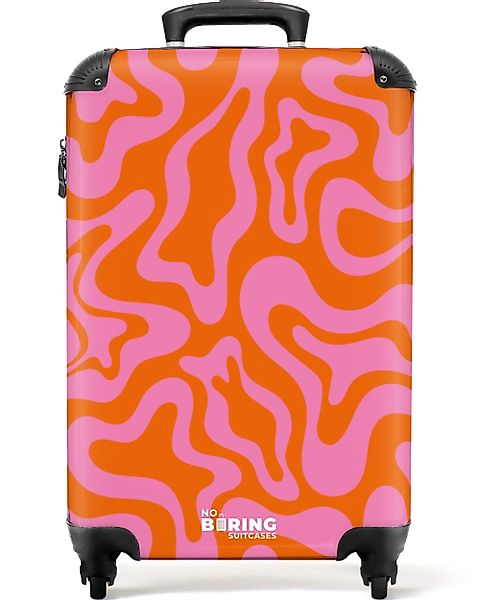 NoBoringSuitcases.com© Hartschalen-Trolley Orange mit rosa abstraktem günstig online kaufen