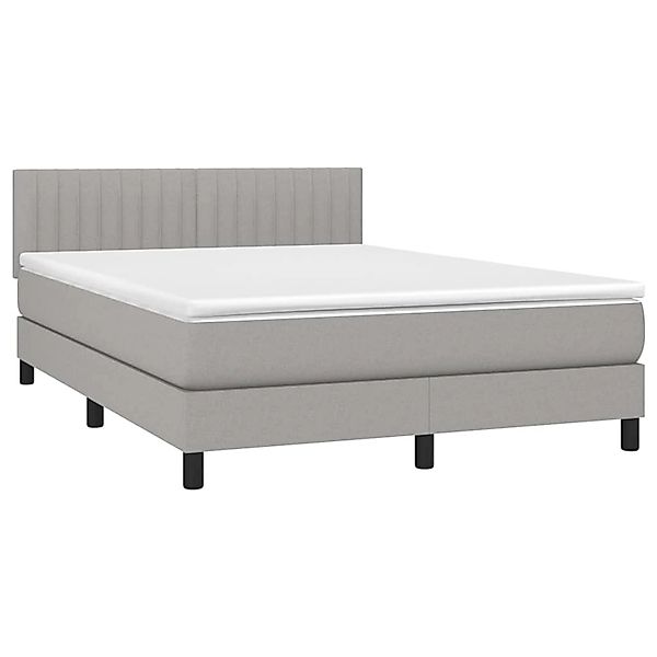 vidaXL Boxspringbett mit Matratze & LED Hellgrau 140x190 cm Stoff 3133309 günstig online kaufen