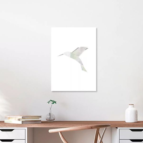 Poster / Leinwandbild - Origami Kolibri günstig online kaufen